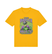 yellow funny offensive t-shirt with the  graphic mashup of Sean Diddy Combs reimagined as The Riddler