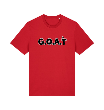 red slogan t-shirt with 'goat'