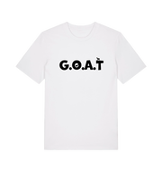 white slogan t-shirt with 'goat'