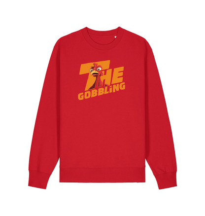 red christmas sweater with the slogan 'the gobbling'