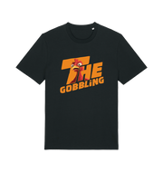 black christmas t-shirt with the graphic of a turkey inside the slogan 'the gobbling'