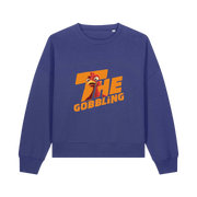 blue christmas sweater with the slogan 'the gobbling' and the graphic of a turkey inside the writing