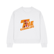 white christmas sweater with the slogan 'the gobbling' and the graphic of a turkey inside the writing