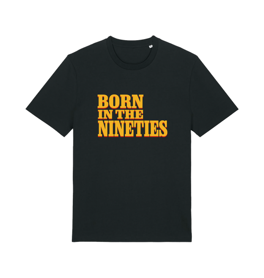 black birthday t-shirt with the slogan born in the nineties'