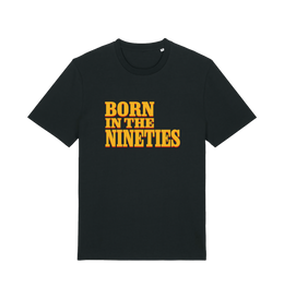 black birthday t-shirt with the slogan born in the nineties'