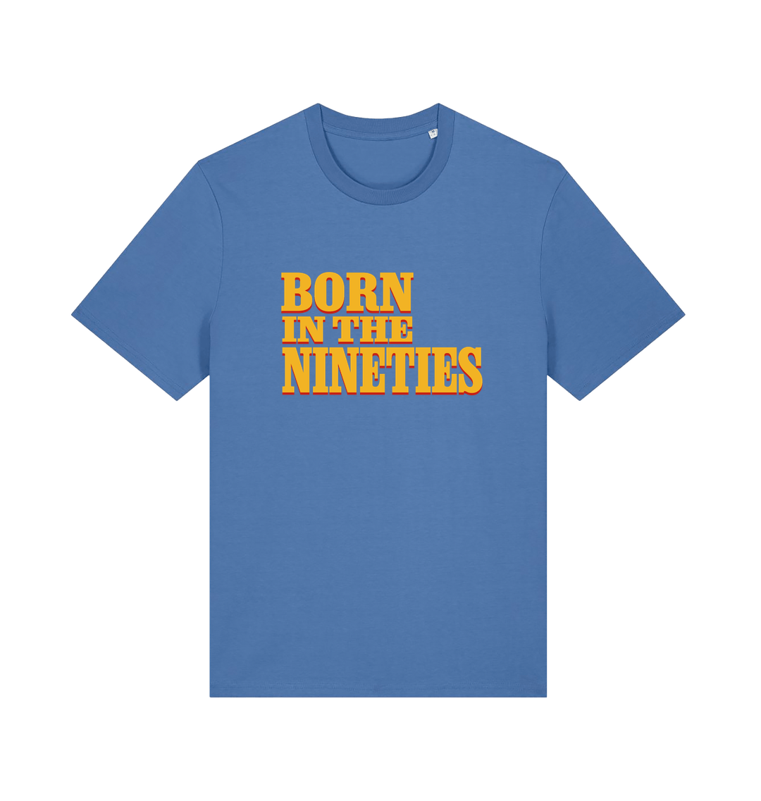 blue birthday t-shirt with the slogan born in the nineties'