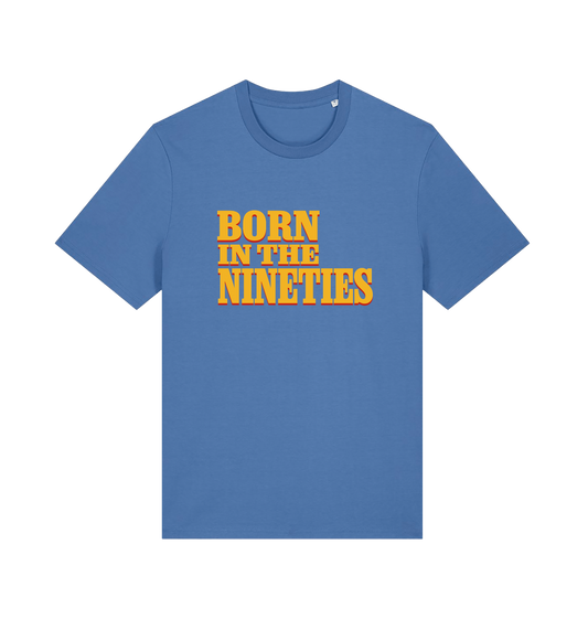 blue birthday t-shirt with the slogan born in the nineties'
