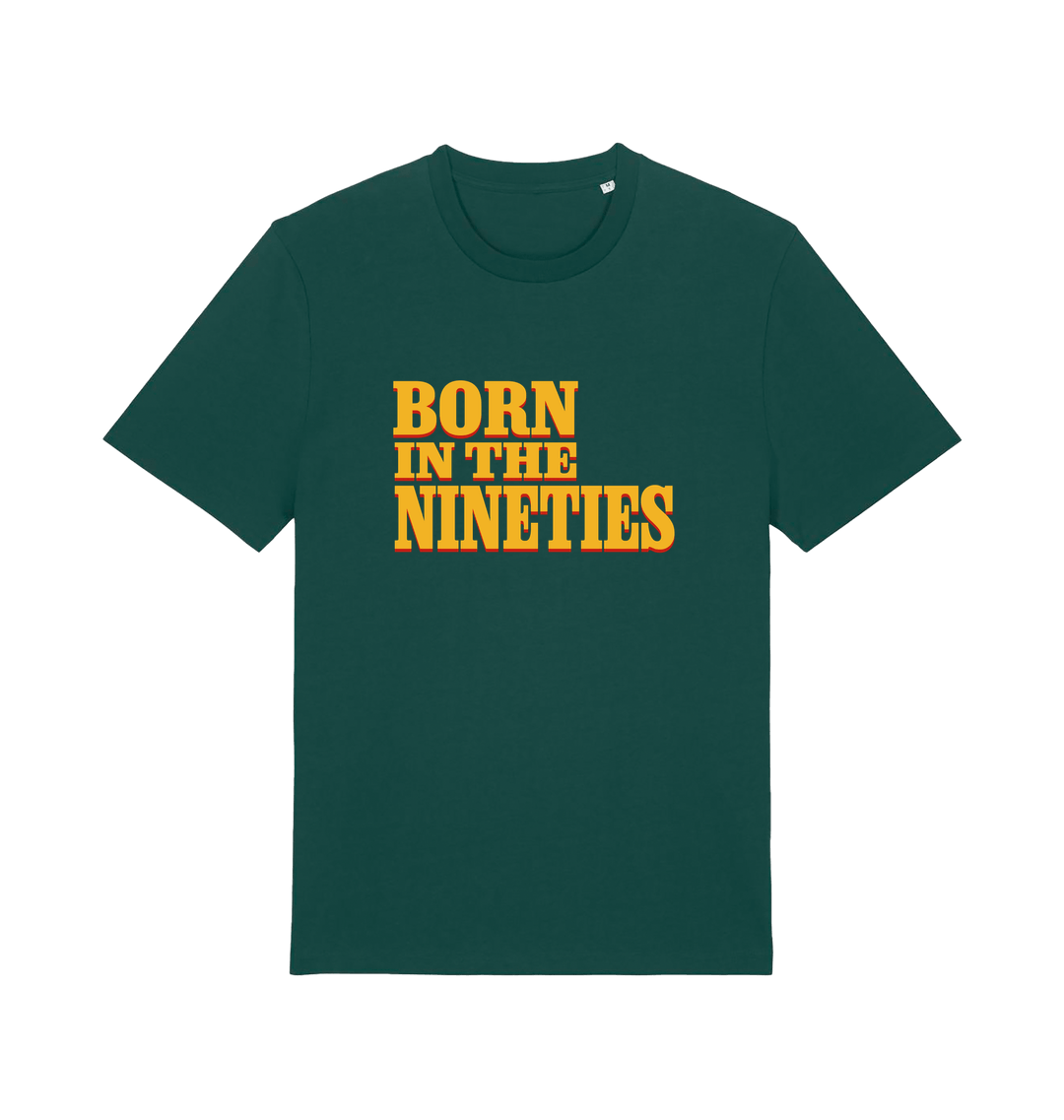 green birthday t-shirt with the slogan born in the nineties'