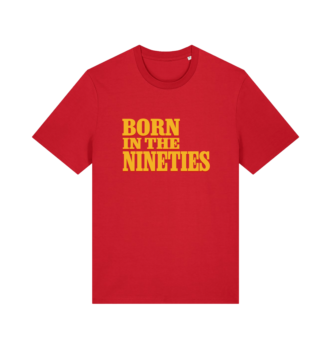 red birthday t-shirt with the slogan born in the nineties'