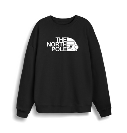 black christmas sweater with the slogan 'the north pole'