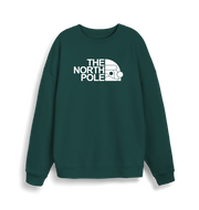 green christmas sweater with the slogan 'the north pole'