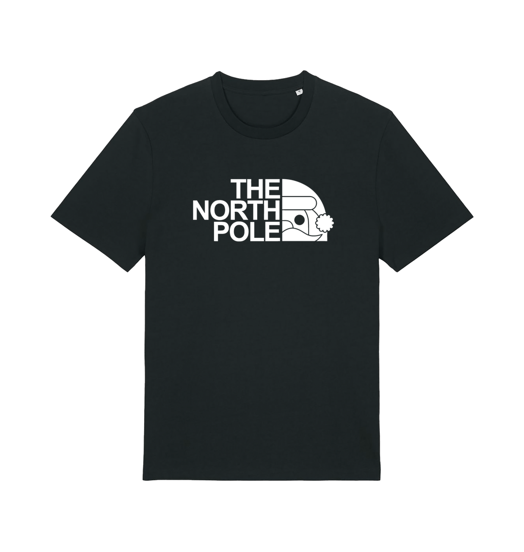 black christmas t-shirt with the slogan 'the north pole'