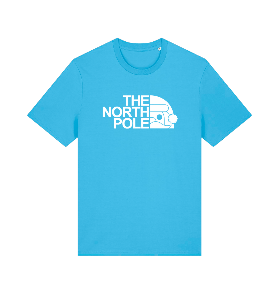 blue christmas t-shirt with the slogan 'the north pole'
