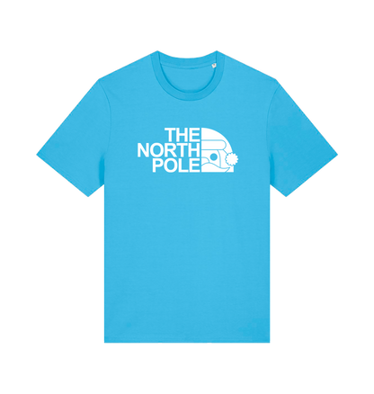 blue christmas t-shirt with the slogan 'the north pole'
