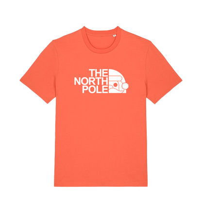 orange christmas t-shirt with the slogan 'the north pole'