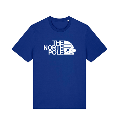 royal blue christmas t-shirt with the slogan 'the north pole'