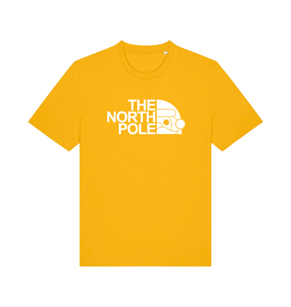 yellow christmas t-shirt with the slogan 'the north pole'