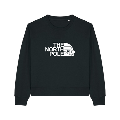 black christmas sweater with the slogan 'the north pole'