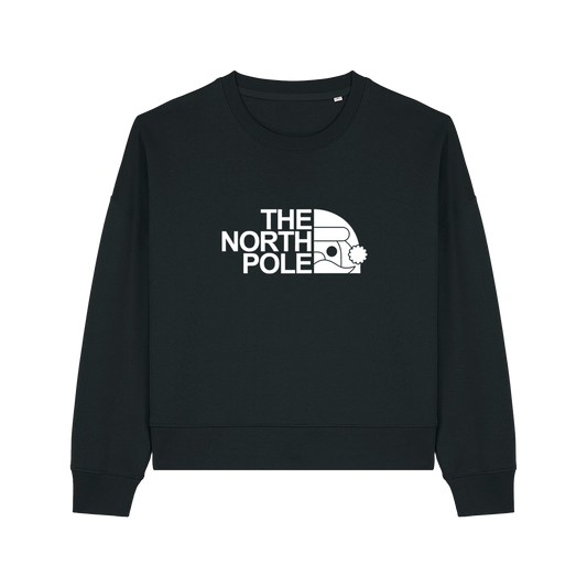 black christmas sweater with the slogan 'the north pole'