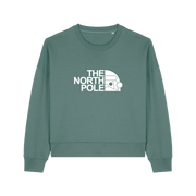 green christmas sweater with the slogan 'the north pole'