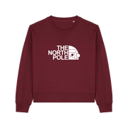 burgundy christmas sweater with the slogan 'the north pole'