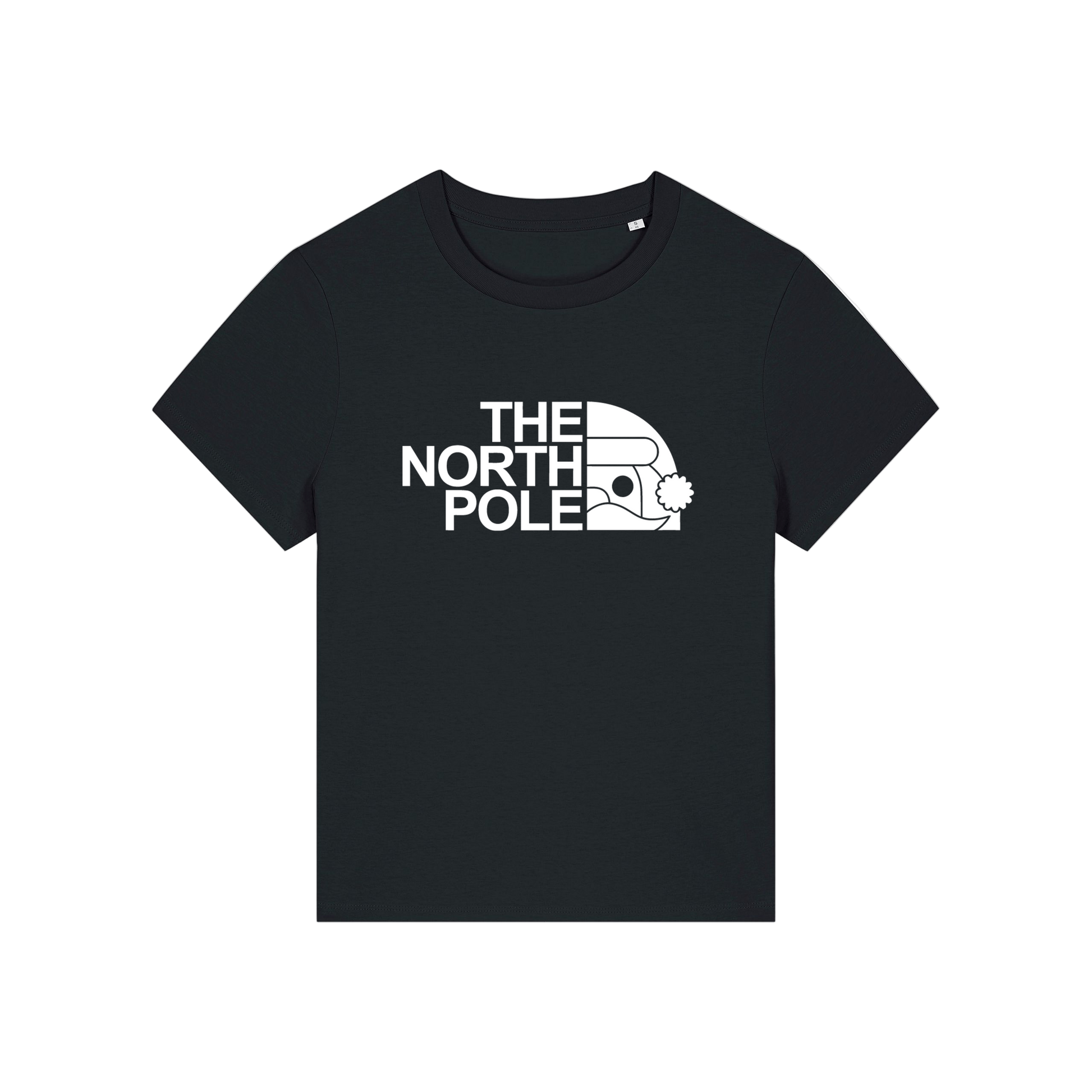 black christmas t-shirt with the slogan 'the north pole'
