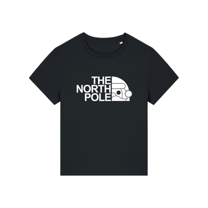 black christmas t-shirt with the slogan 'the north pole'