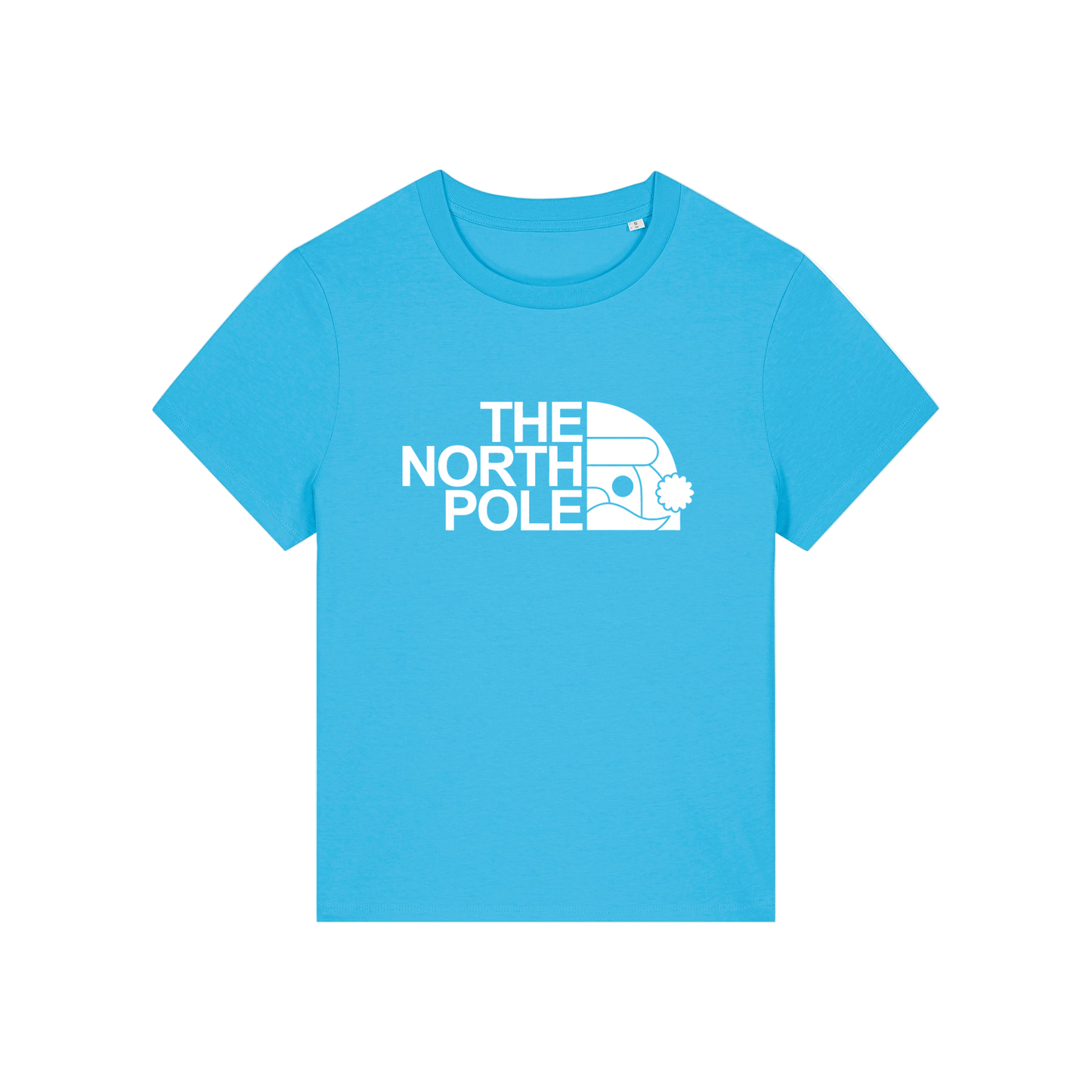 blue christmas t-shirt with the slogan 'the north pole'