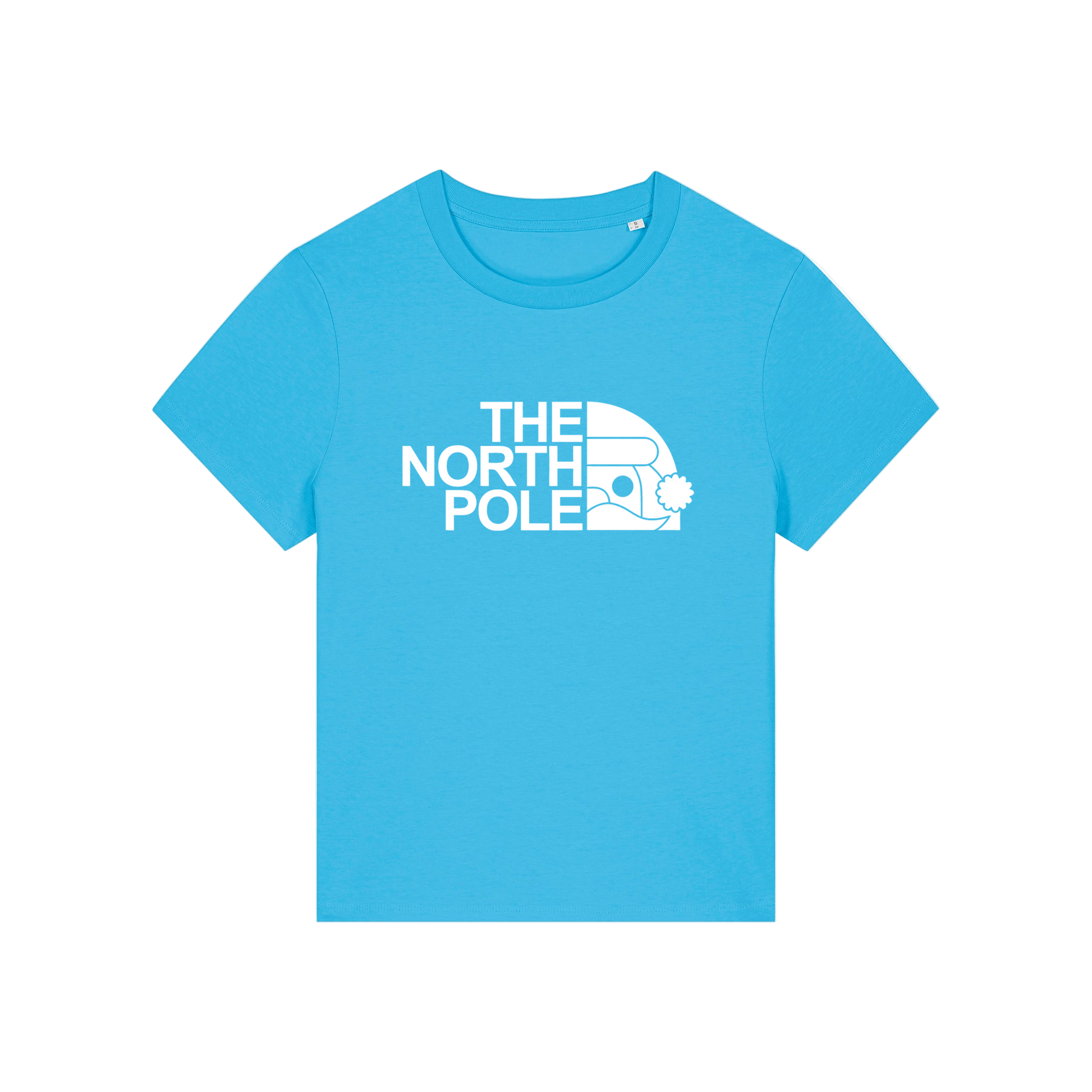 blue christmas t-shirt with the slogan 'the north pole'