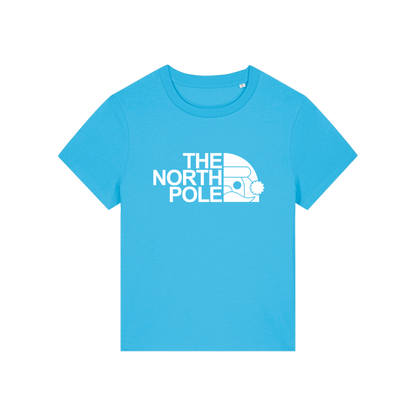 blue christmas t-shirt with the slogan 'the north pole'