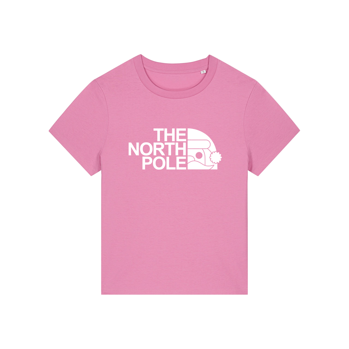 pink christmas t-shirt with the slogan 'the north pole'