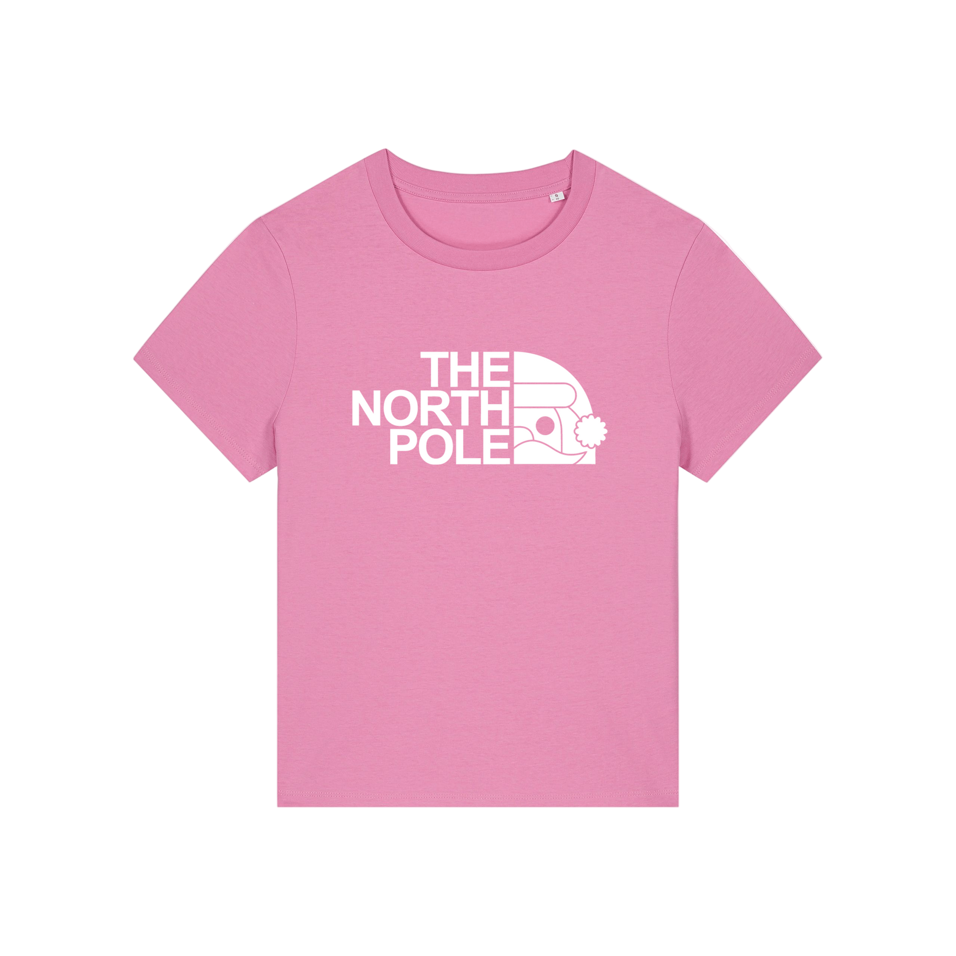 pink christmas t-shirt with the slogan 'the north pole'