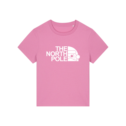pink christmas t-shirt with the slogan 'the north pole'