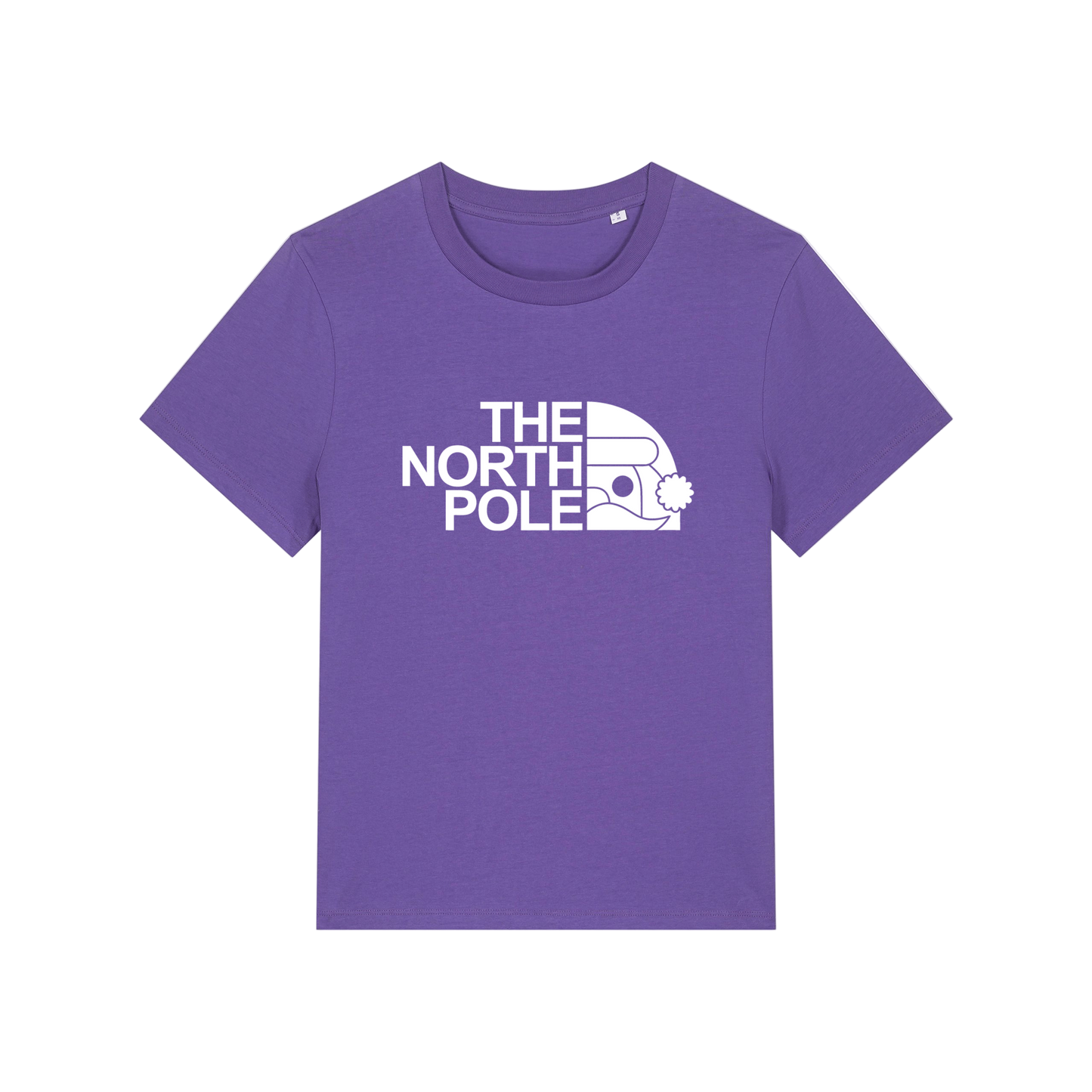 purple christmas t-shirt with the slogan 'the north pole'