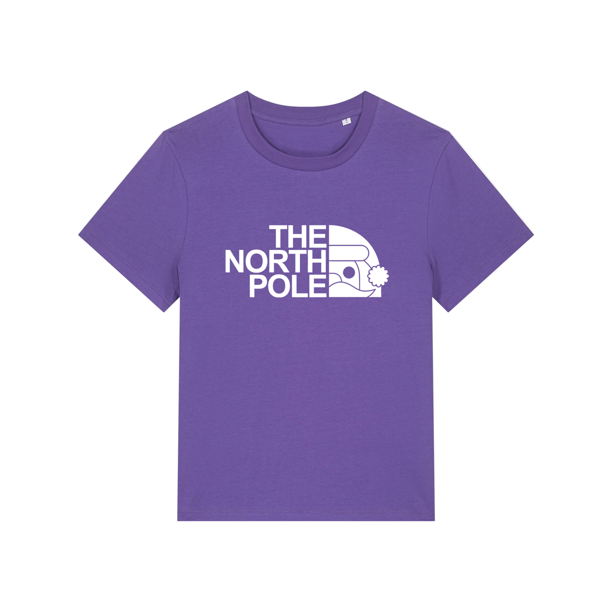purple christmas t-shirt with the slogan 'the north pole'