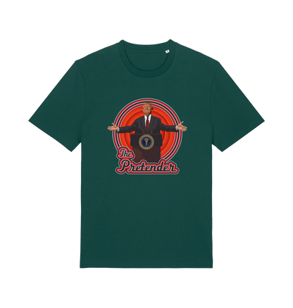 green music t-shirt with the graphic of the 47th president and the slogan 'the pretender'