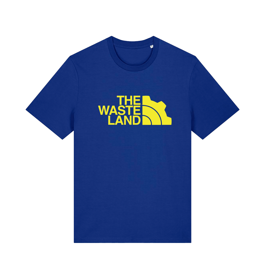 blue gaming t-shirt with the slogan 'the wasteland'