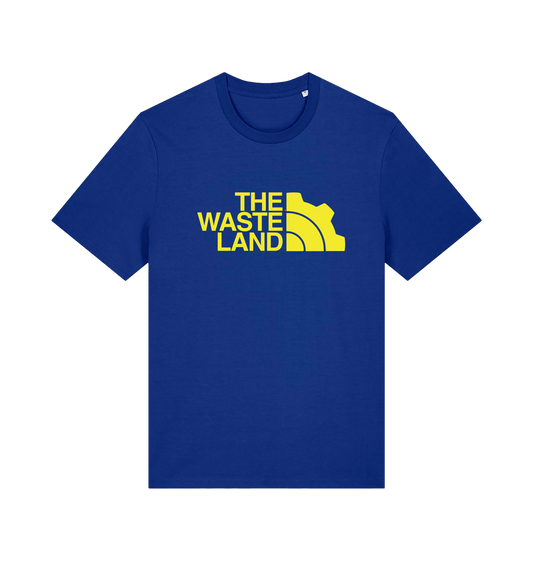 blue gaming t-shirt with the slogan 'the wasteland'