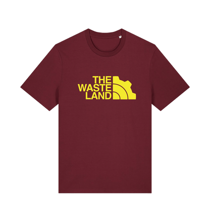 burgundy gaming t-shirt with the slogan 'the wasteland'