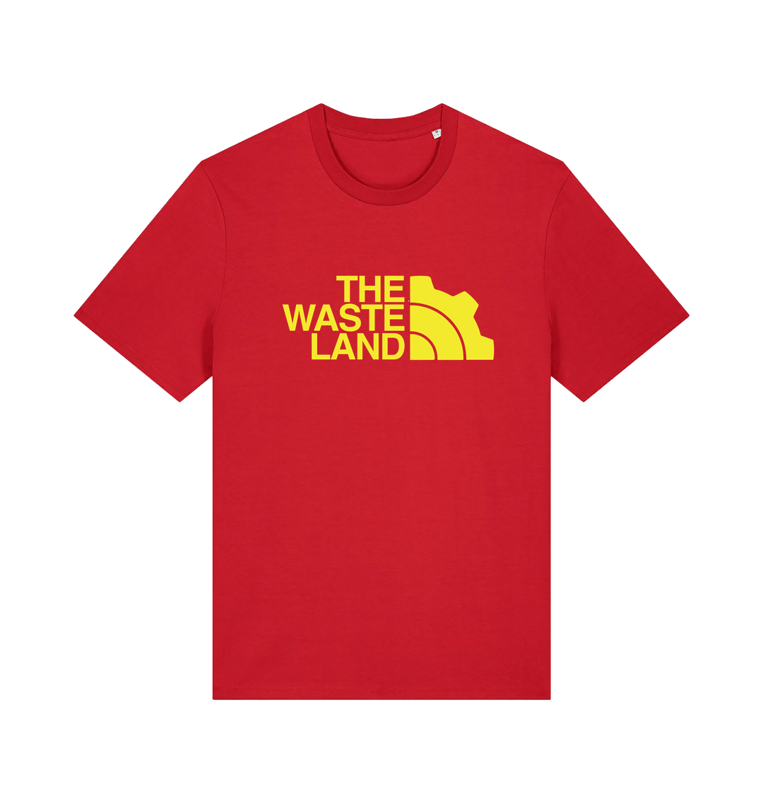 red gaming t-shirt with the slogan 'the wasteland'