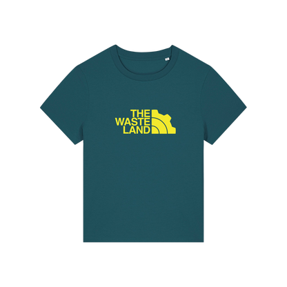 teal gaming t-shirt with the slogan 'the wasteland'