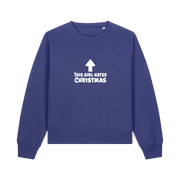 blue christmas sweater with the slogan 'this girl hates christmas'