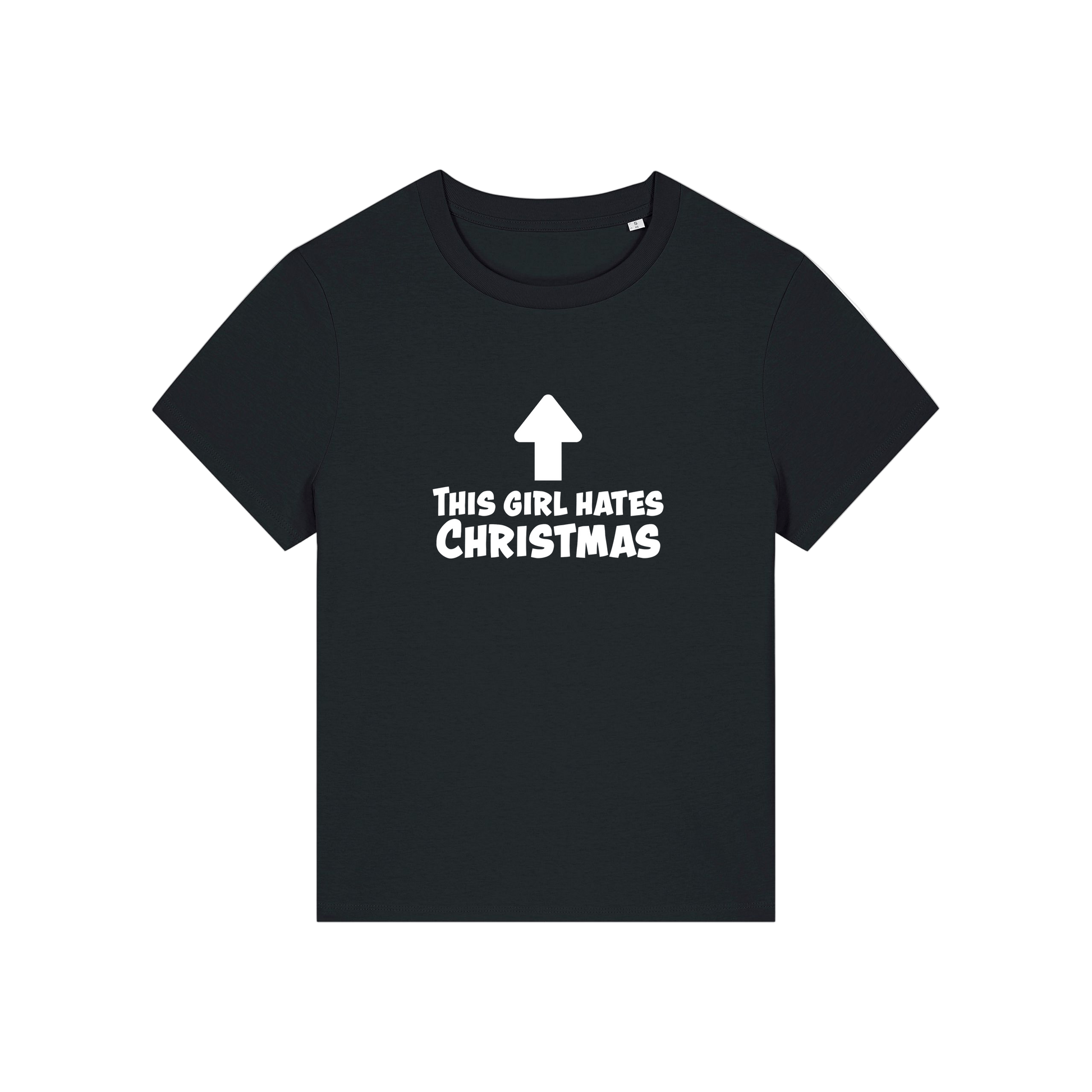 black christmas t-shirt with the slogan 'this girl hates christmas'