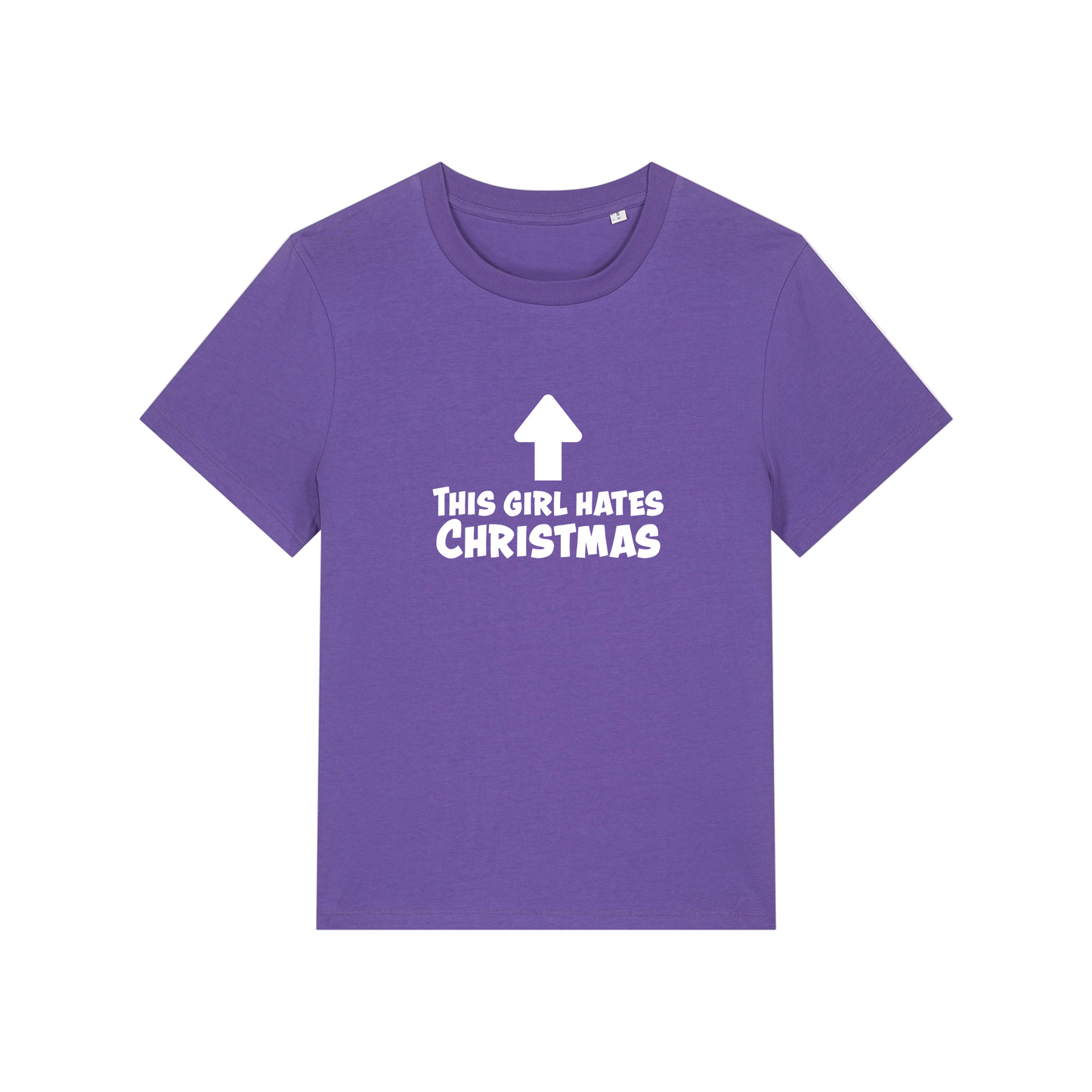 purple christmas t-shirt with the slogan 'this girl hates christmas'