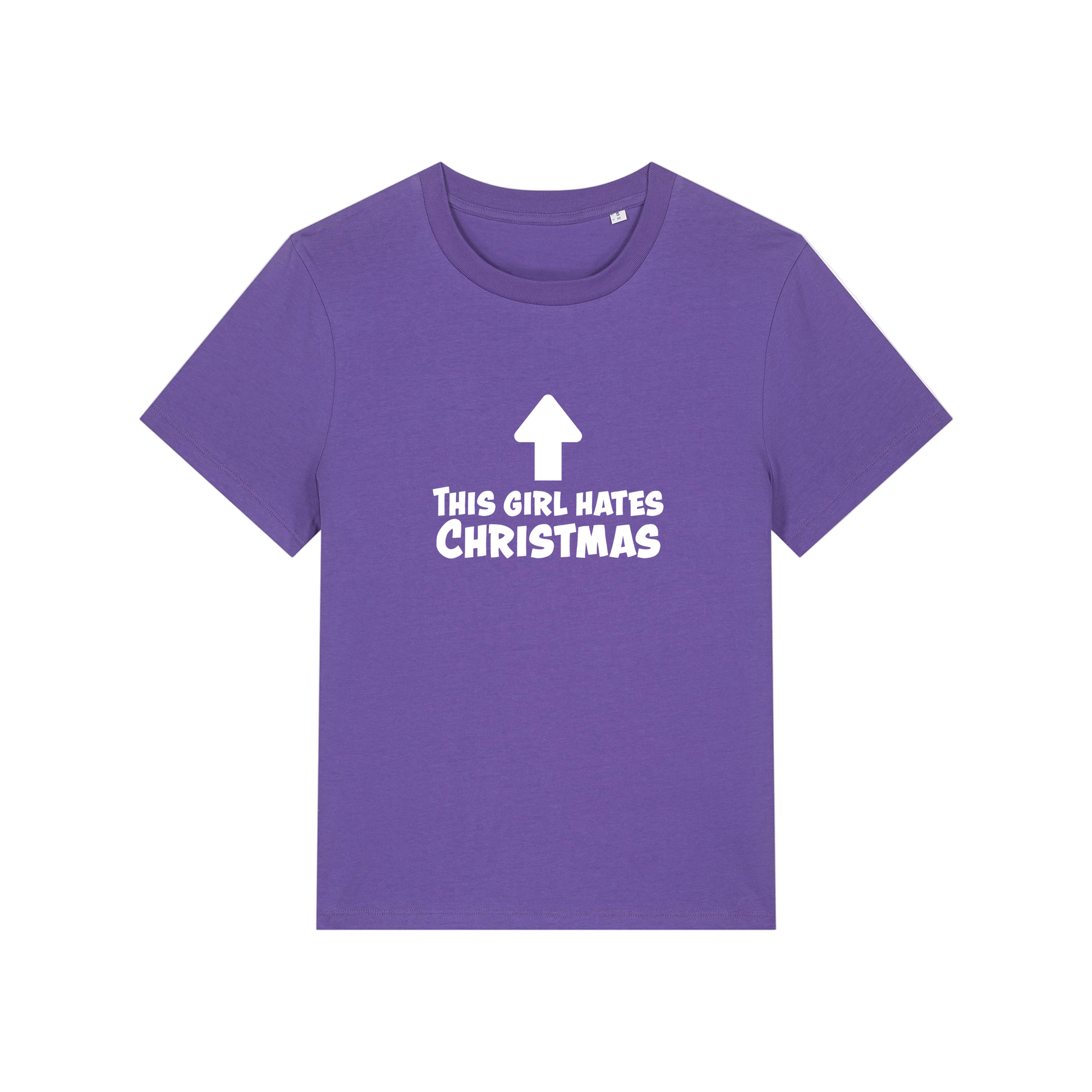 purple christmas t-shirt with the slogan 'this girl hates christmas'