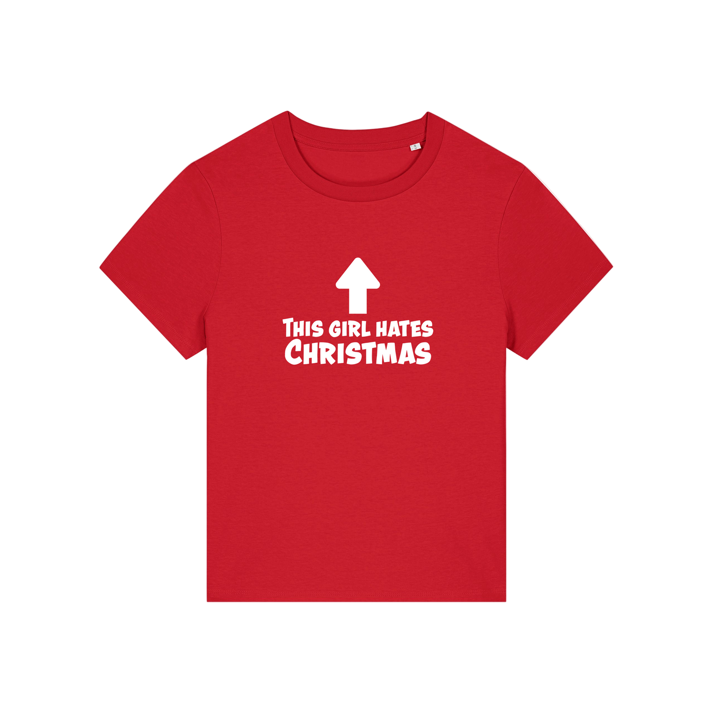 red christmas t-shirt with the slogan 'this girl hates christmas'