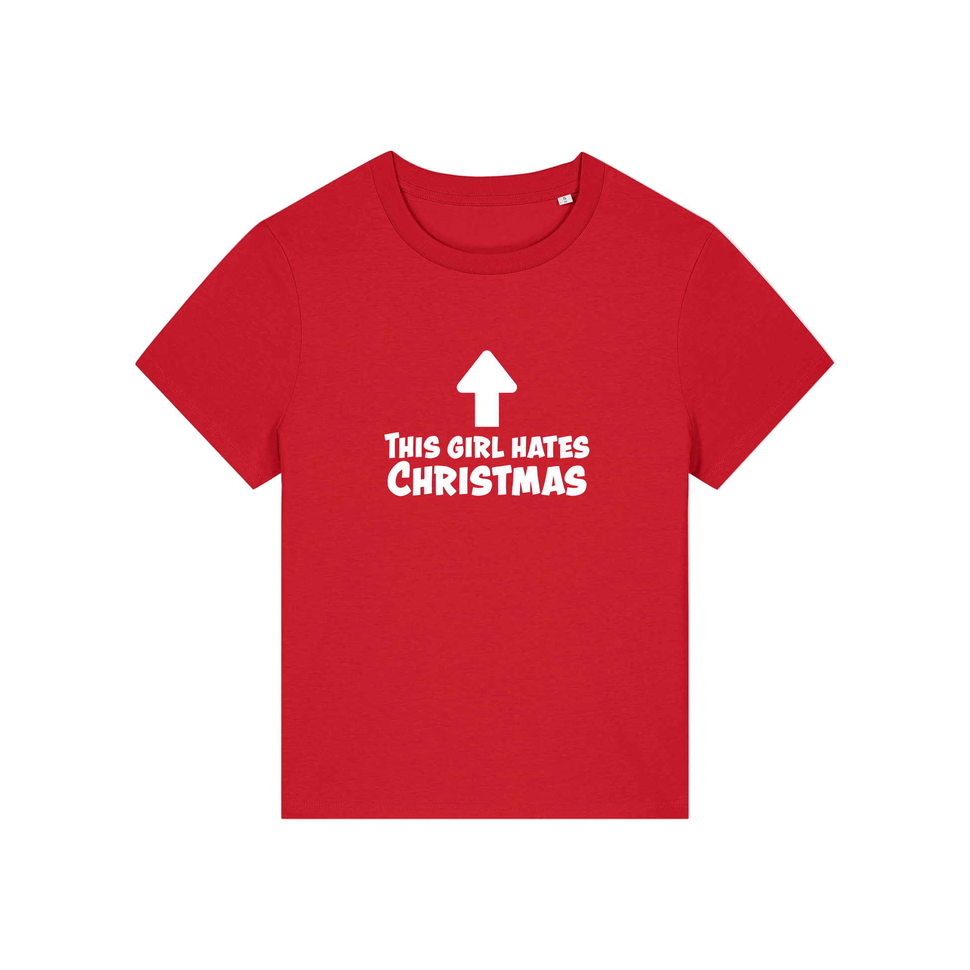 red christmas t-shirt with the slogan 'this girl hates christmas'
