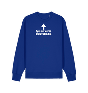 blue xmas sweater with the slogan 'this guy hates christmas'