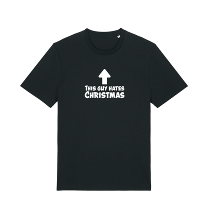 black christmas t-shirt with the slogan 'this guy hates christmas'