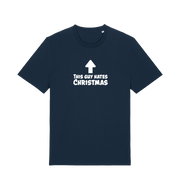 navy christmas t-shirt with the slogan 'this guy hates christmas'